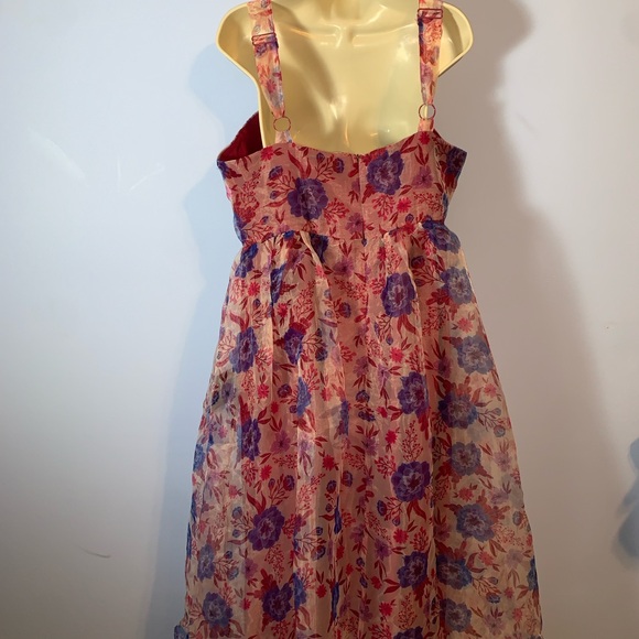 Lulus organza Dress in Pink and Purple magenta floral print bustier dress xl NWT - Picture 4 of 10